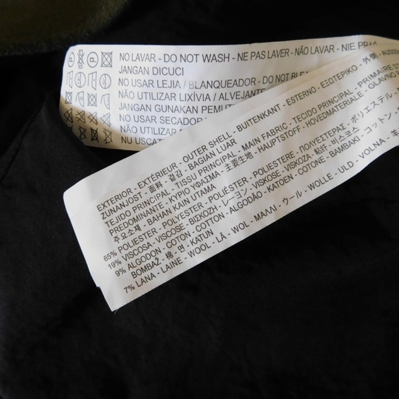 ZARA Green Army Jacket Pea Coat Wool Double Breasted Jacket Military Small - Picture 13 of 16